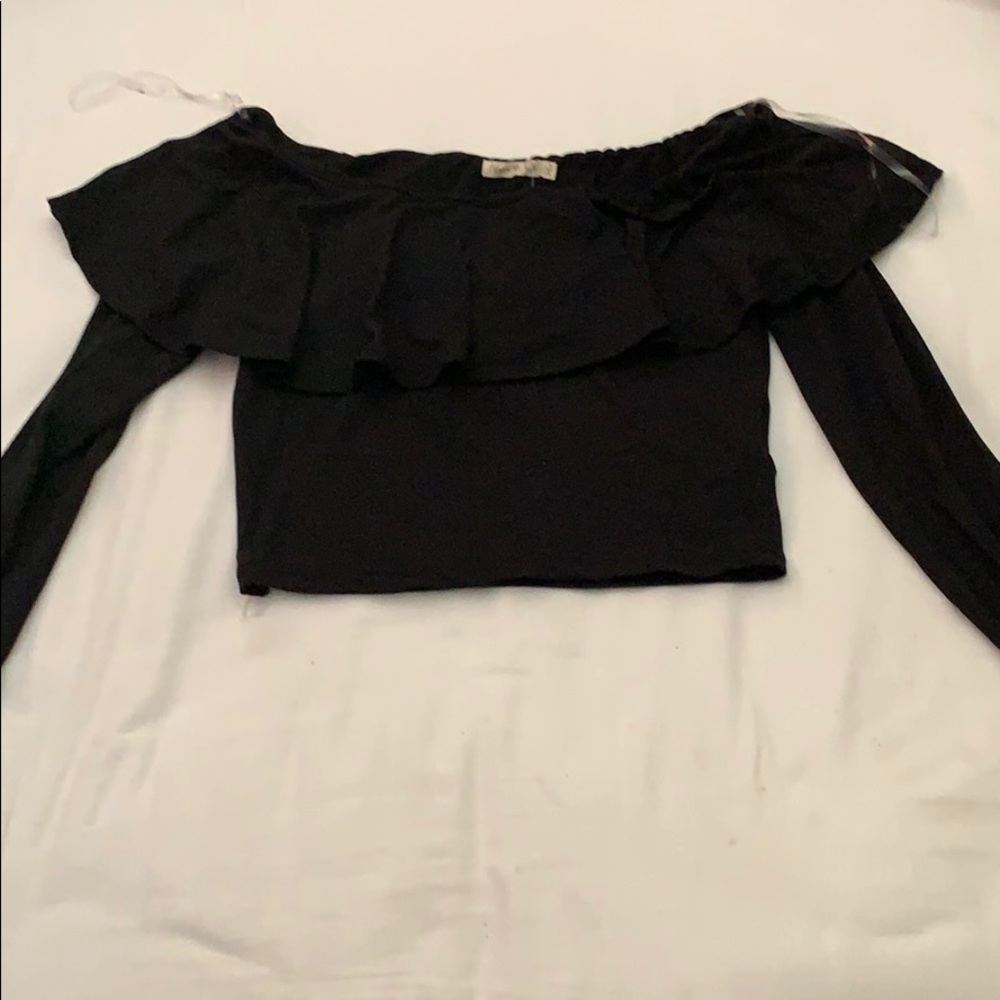 Black Long Sleeve Off The Shoulder Top